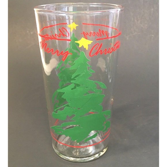 Christmas Tree Glass Set 4 - 12 oz Tumblers Vintage 1990 Abbey Press 5.25" - Picture 4 of 5